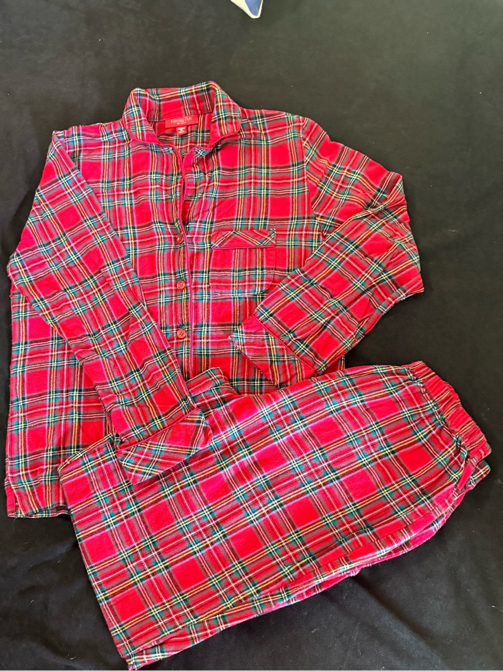 Women's Christmas pajamas Macy's red/ green plaid button down size XS